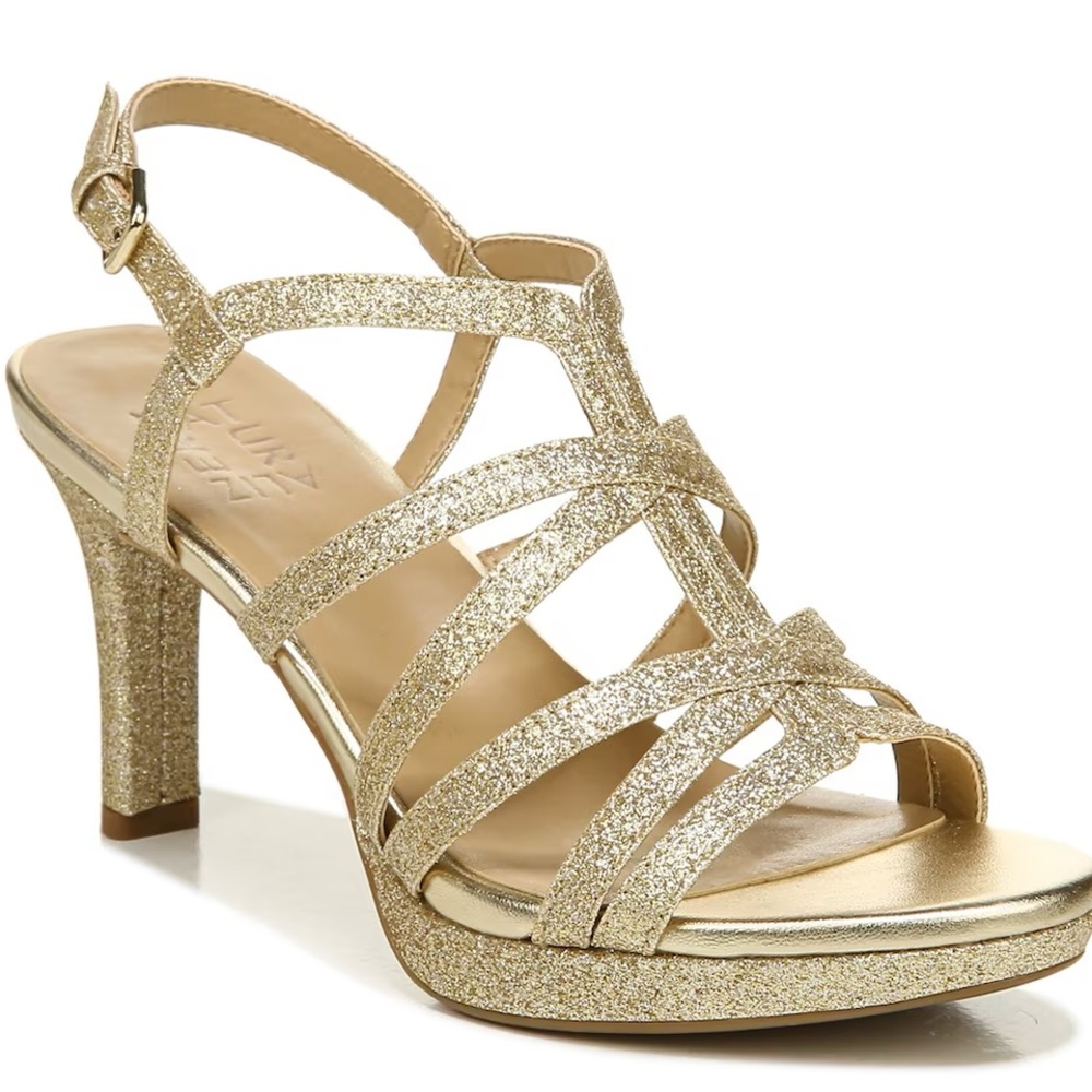 Naturalizer Baylor Gold Glitter Dress Sandal size 9